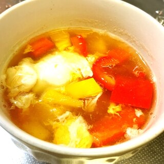 パプリカ2種の和風玉子スープ